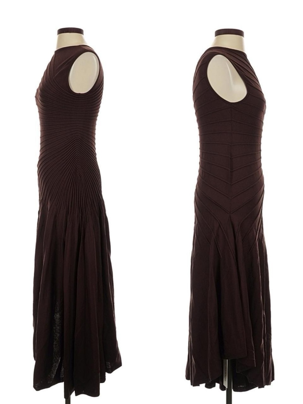 Commense Chocolate Brown Asymmetrical Sleeveless Dress - Picture 2 of 3
